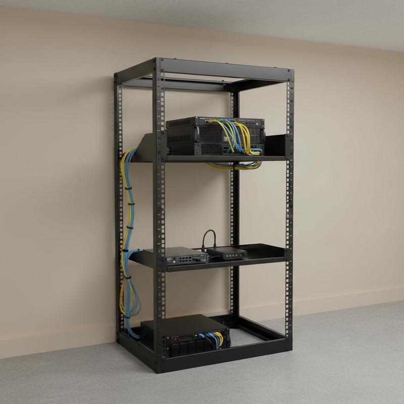 Heavy Equipment Center - 20U Open Frame Infrastructure Cabinet 23in
