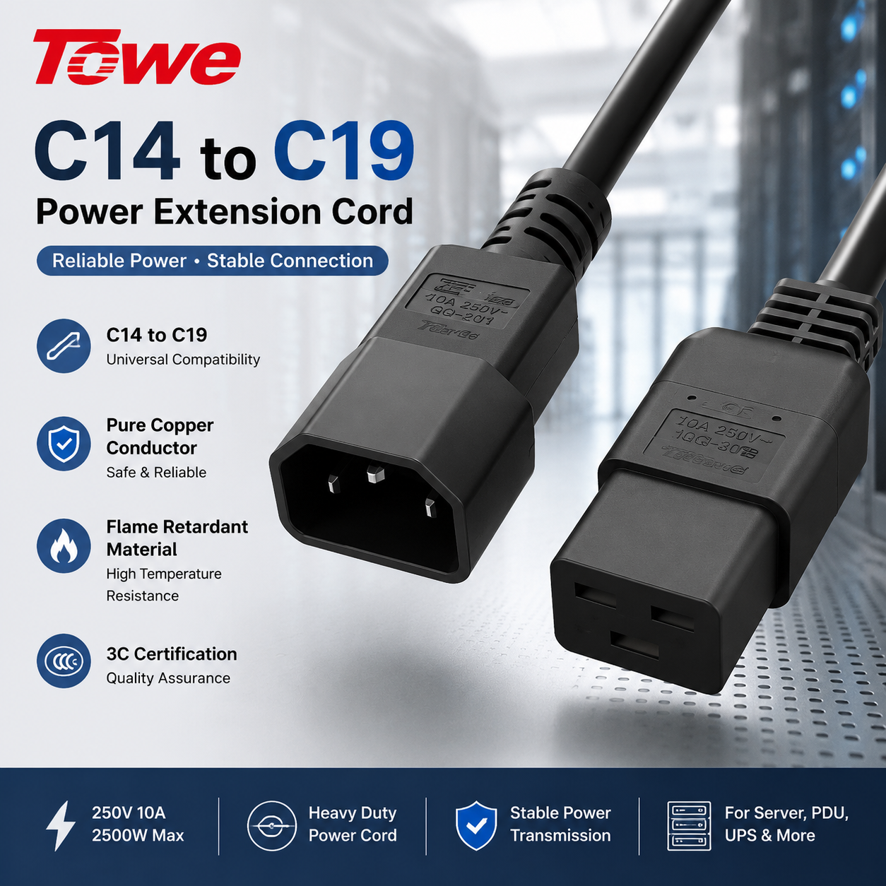 Heavy Equipment Center - TOWE IEC C14 to C19 Power
