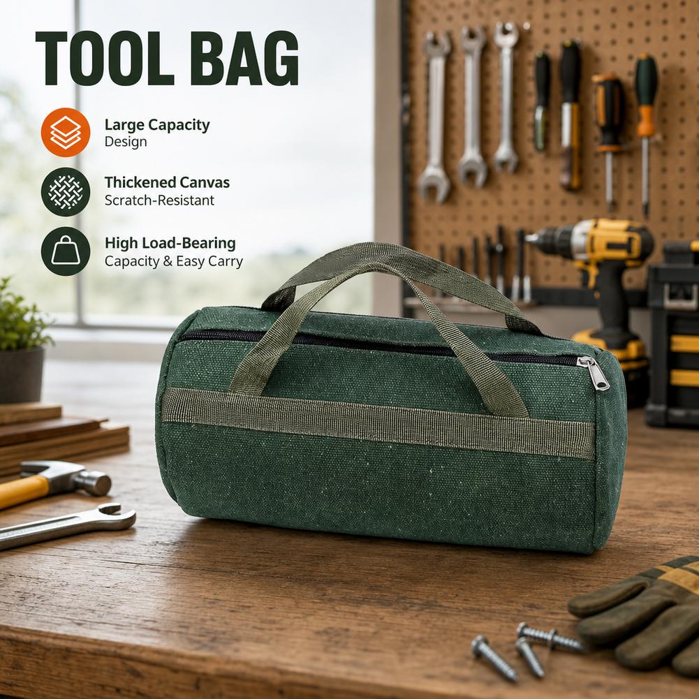 Heavy Equipment Storage - Heavy Duty Green Canvas Cylinder Tool